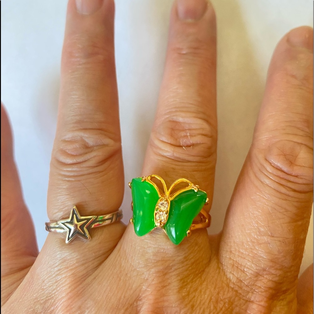 Jade Rings butterfly rings gold rings green jade